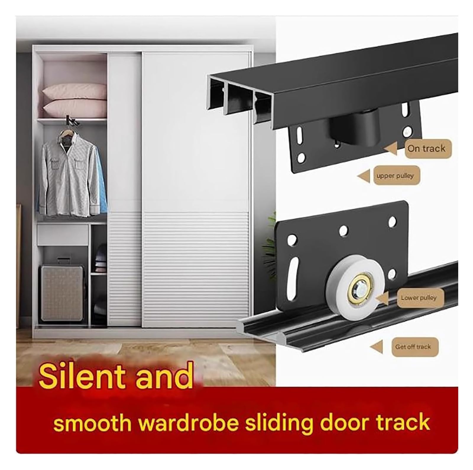 Heavy-Duty Sliding Closet Door Track - Silent Glide Wheel